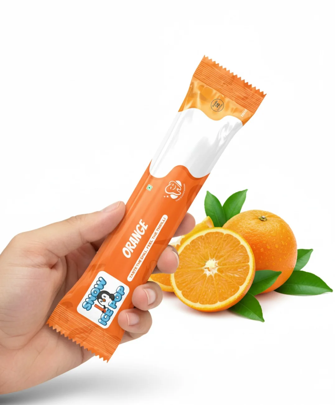 SNOW ICE POP Orange flavour tube ice pop packaging