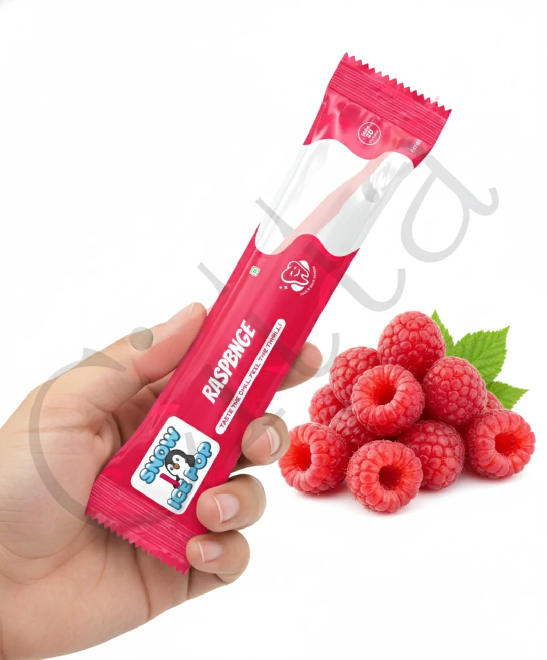 SNOW ICE POP Raspberry flavour tube ice pop packaging