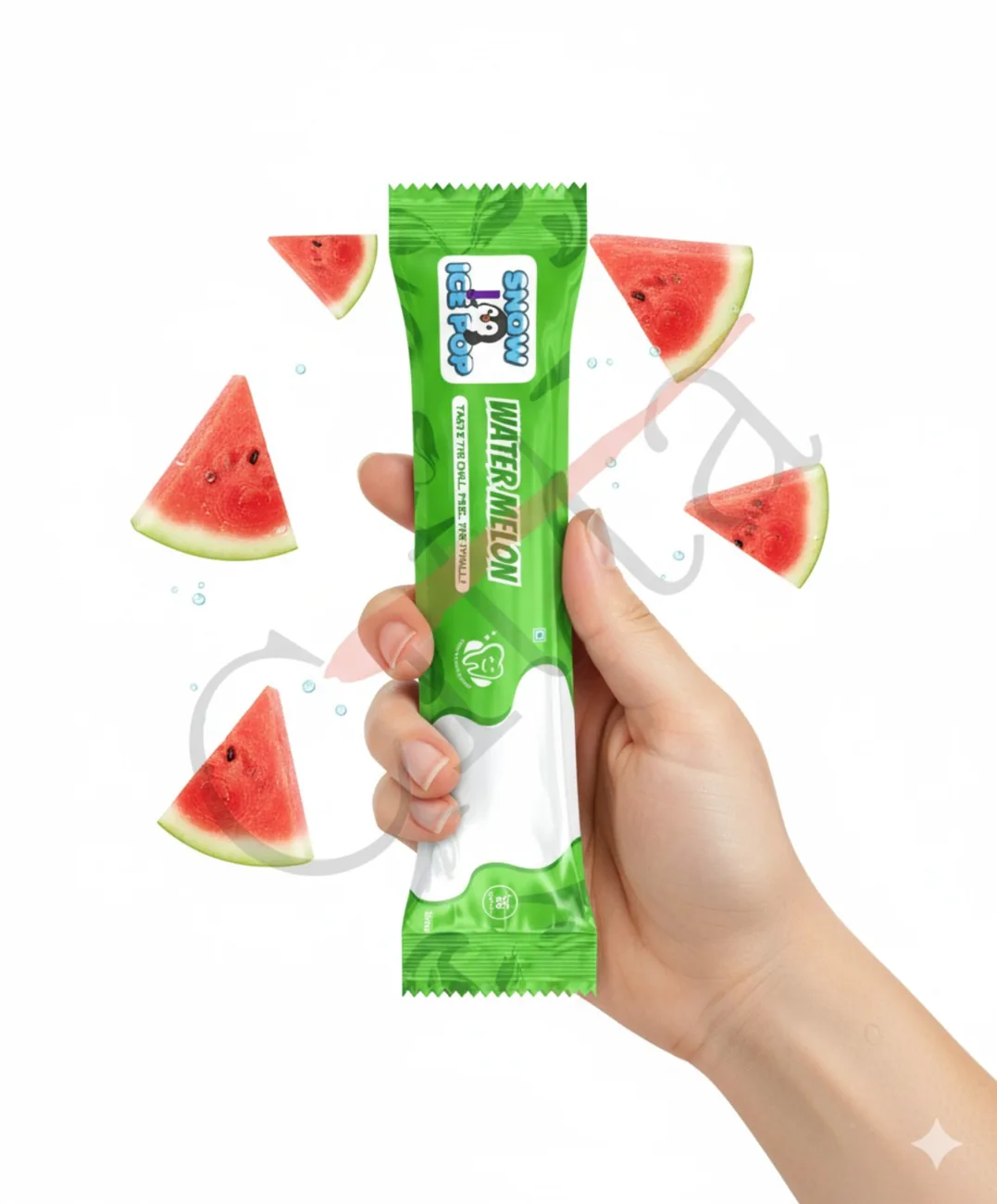 SNOW ICE POP Watermelon flavour tube ice pop packaging